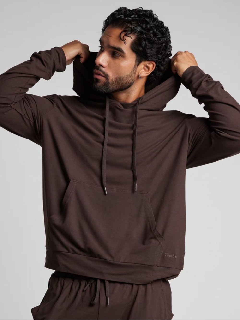 AllDayJersey Hooded Pullover Sweatshirt - Brown Espresso Size Medium NWT SOLDOUT - Picture 4 of 9
